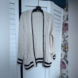 LOFT Cream and Black Cardigan